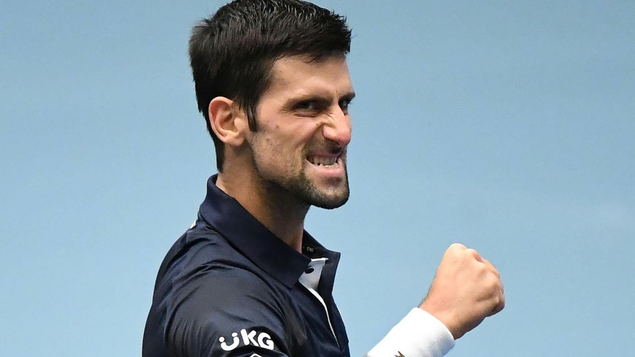 Serbia's Novak Djokovic reacts after his match against Croatia's Borna Coric.