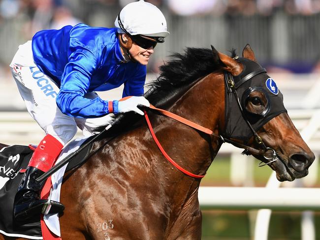 MELBOURNE, AUSTRALIA - NOVEMBER 03:  Craig Williams rides Best of Days to win race 8, the Kennedy Mile during Derby Day at Flemington Racecourse on November 3, 2018 in Melbourne, Australia.  (Photo by Quinn Rooney/Getty Images)