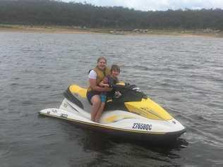 RIGHT WAY: Amy and Isaac Gale playing it safe on Leslie Dam. Picture: Contributed