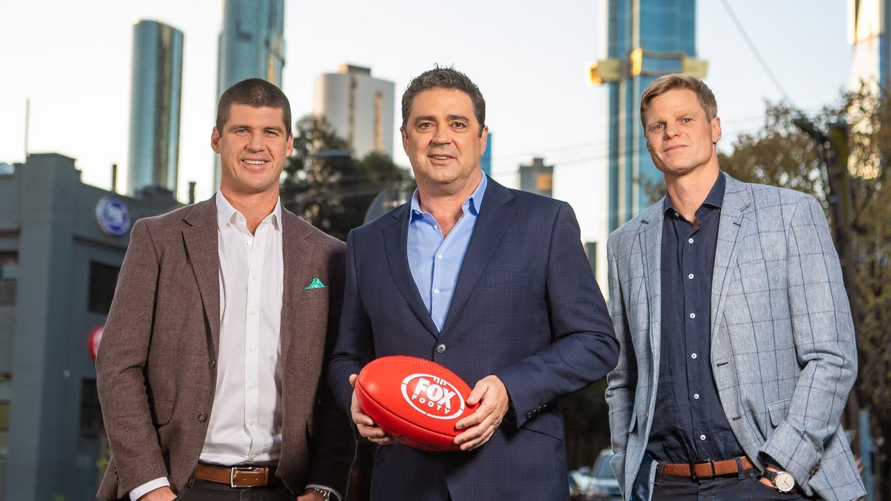 Nick Riewoldt (right) will not be part of Fox Footy this year. Picture: Jason Edwards