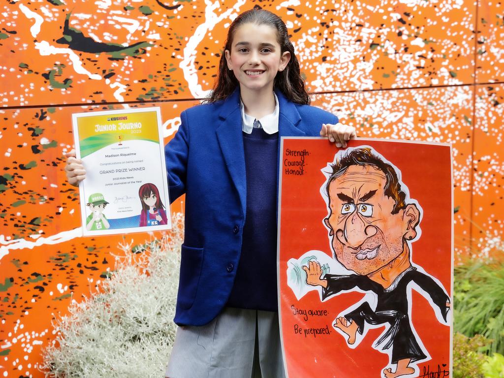 Kids News Junior Journalist of the Year. Year 7 student Madison Riquelme who attends St Monica's College in Epping, Melbourne has been named the National  Kids News Junior Journalist of the Year. PLEASE NOTE THIS IS EMBARGOED until Friday 1 December . Picture: Ian Currie