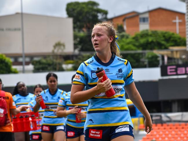 Dummyhalf Paige Stagg scored two tries and played all 60 minutes for Norths. Picture credit: Max Ellis/ Norths Devils Media.