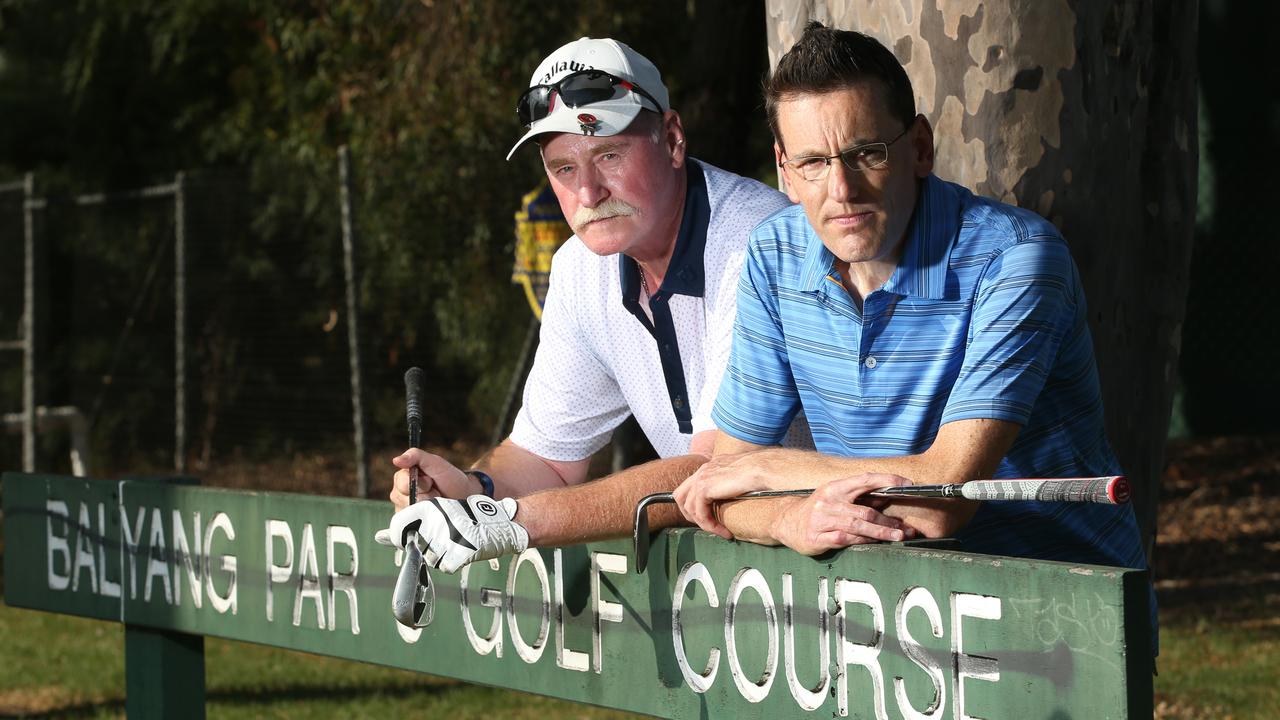 Balyang golf course members Thomas McCall and Troy Freeman want the par three offering retained. Picture: Alan Barber.