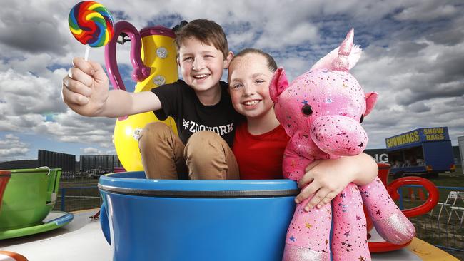 Siblings Aiden, 10 and Chloe Welch, 8 of Mangalore are looking forward to the Hobart Mega Carnival at the Hobart Showgrounds. Picture: Zak Simmonds