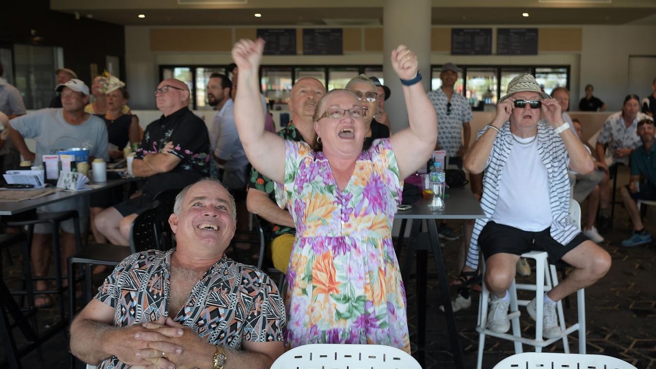 Lorranie Peters wins $132 from her $10 bet on Gold Trip in the Melbourne Cup. Picture: (A)manda Parkinson