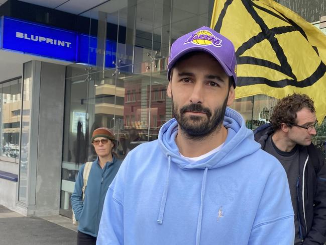 Cafe owner Frankie Marafioti, after Extinction Rebellion Protestors vandalised the SANTOS building on Thursday morning. Picture: Agnes Gichuhi