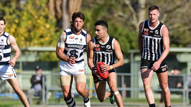 Lindsay Thomas on the burst for Port Magpies agains South Adelaide on Saturday. Picture: Tom Huntley