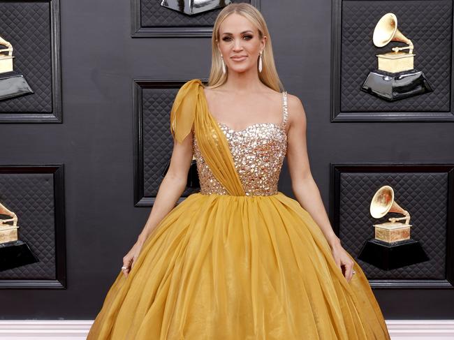 Carrie Underwood attends the 64th Annual GRAMMY Awards at MGM Grand Garden Arena on April 03, 2022. Picture: Frazer Harrison