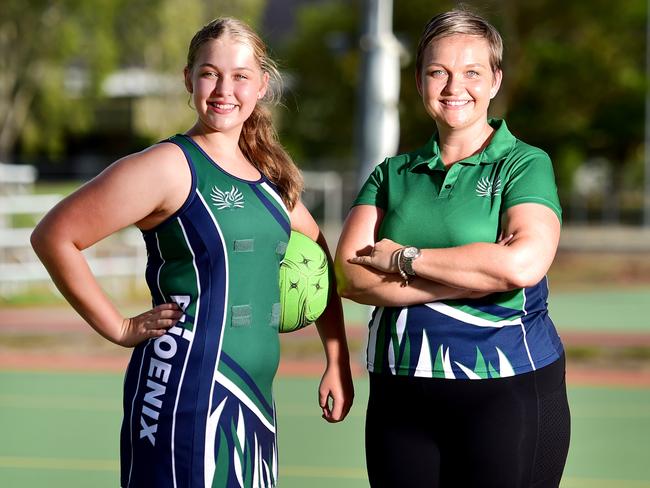 100 Clubs in 100 Days; Phoenix Netball Club Townsville - President Deb Eastlake with her daughter Georgia Eastlake 13.