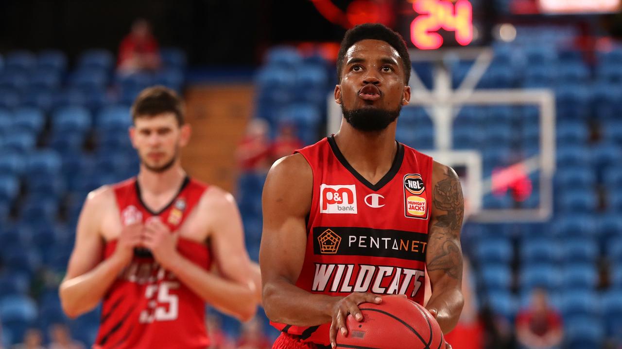 PERTH, AUSTRALIA - DECEMBER 15: Bryce Cotton of the Wildcats sets to shoot free throws during the NBL Pre-Season match between the Perth Wildcats and the Illawarra Hawks at RAC Arena on December 15, 2020 in Perth, Australia. (Photo by Paul Kane/Getty Images)