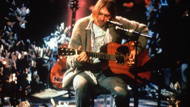 Kurt Cobain during Nirvana’s MTV Unplugged performance in 1993.