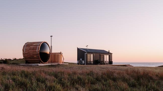 Red Rock Hut on King Island, with its sauna and hot tub.