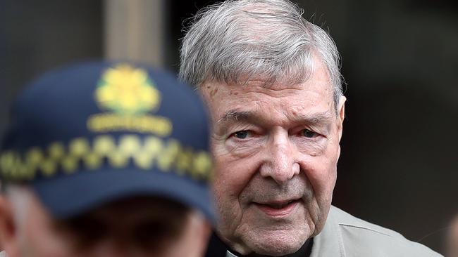 Cardinal George Pell leaving the County Court of Victoria court in Melbourne.