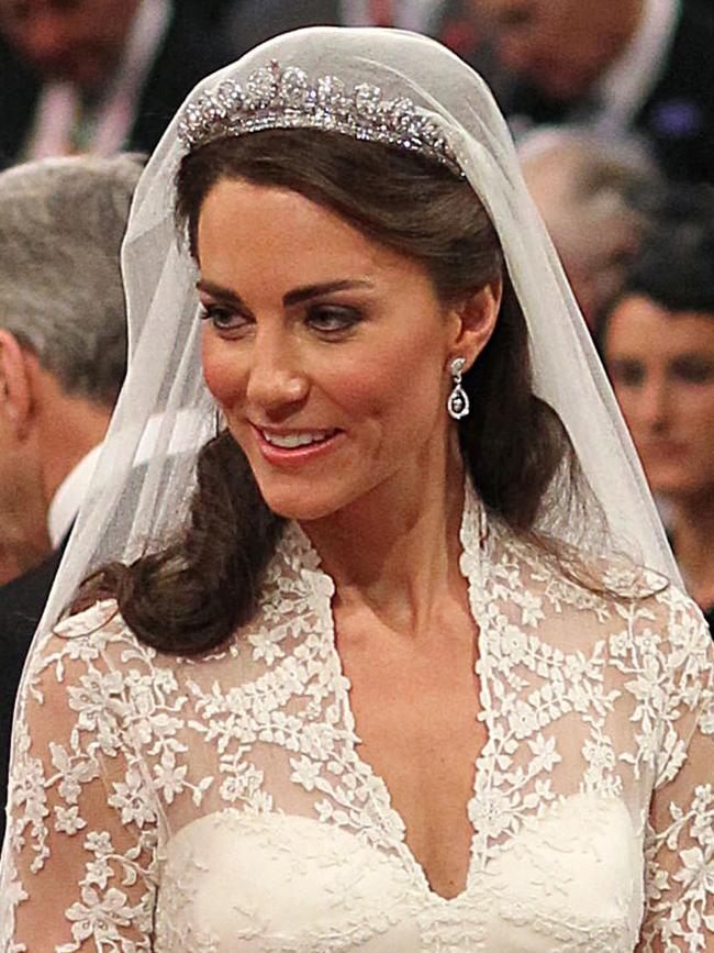 Kate Middleton inside Westminster Abbey on her wedding day in 2011. (Photo by Dominic Lipinski – WPA Pool/Getty Images)