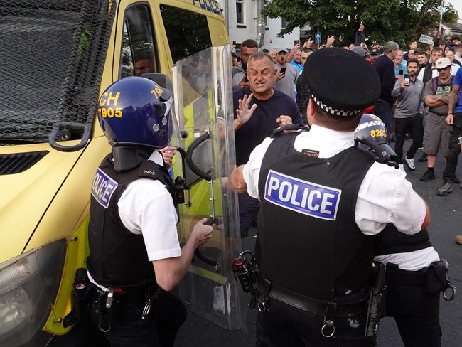 Police clash with protesters in Southport. Picture: Getty Images