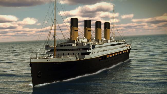 Clive Palmer has recommited to building the Titanic II, seen here in a render. Picture: AP Photo/Blue Star Line