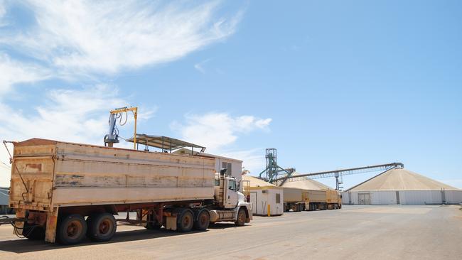 A truck delivers grain to CBH Group's Newdegate storage in WA, November 2021. Picture: CBH Group