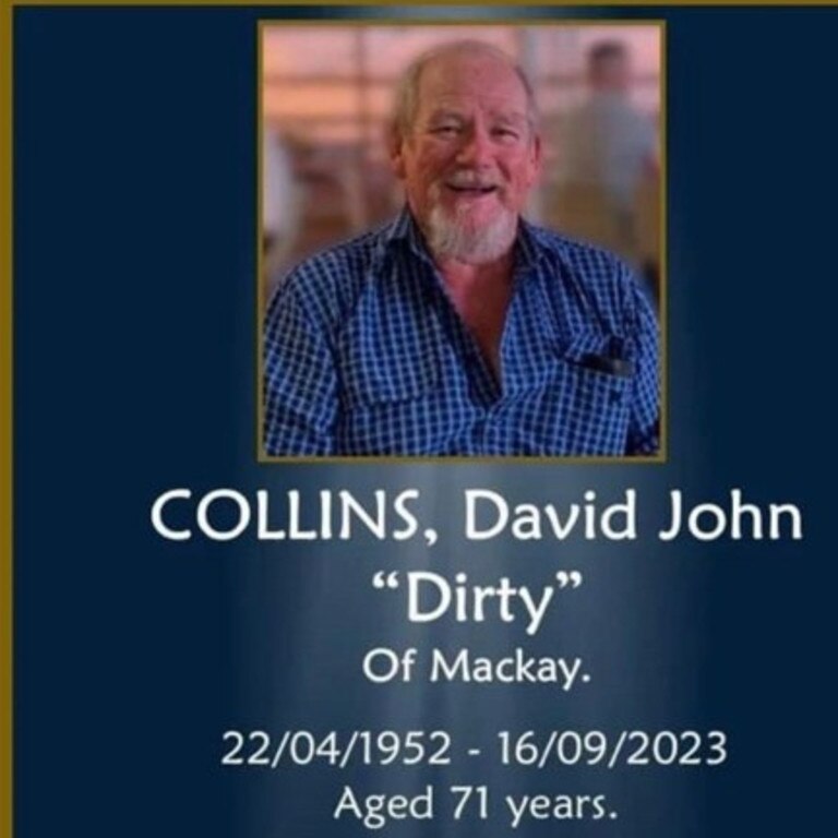 David 'Dirty' Collins was a 71-year-old Rebels member was killed after his motorbike and a vehicle collided.