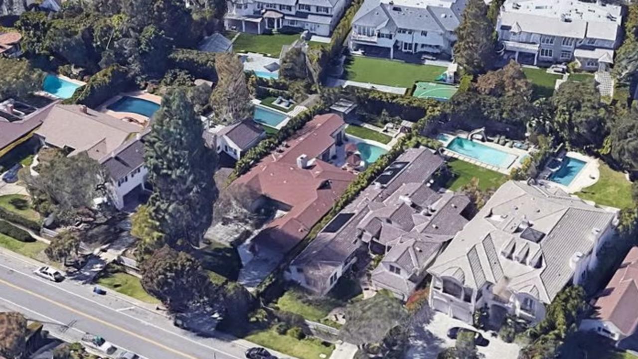 The home of Kamala Harris and her husband, Dougl Emhoff (red roof) in Brentwood, California. Picture: Google Earth