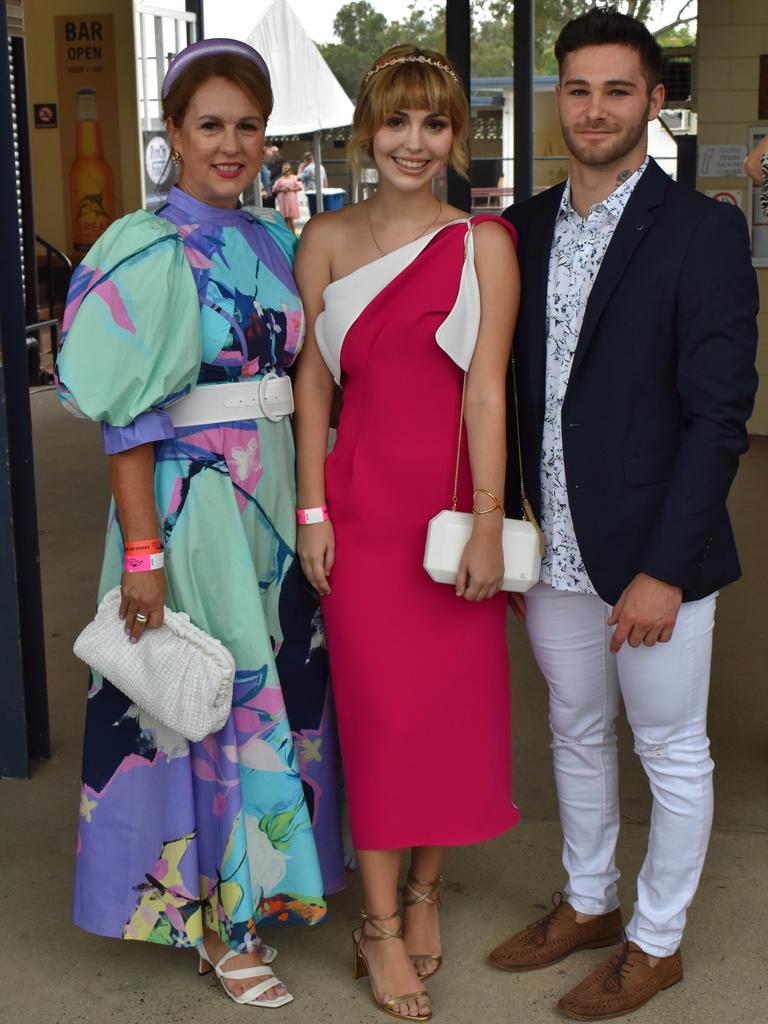 Vicki Crow, Isabella Crow and Beau Rosin at The Archer race meeting at Callaghan Park, Rockhampton, on May 7, 2022.