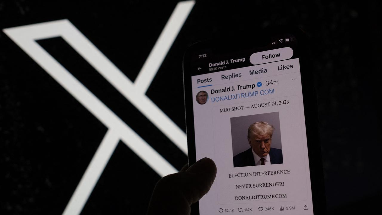 Indicted former US president Donald Trump has posted his police mugshot to X, formally known as Twitter. Picture: Chris Delmas/AFP