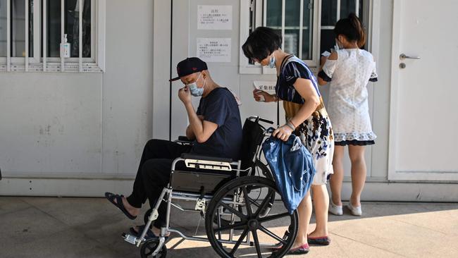 A COVID-19 testing area at Tongji Hospital in Wuhan. Picture: AFP