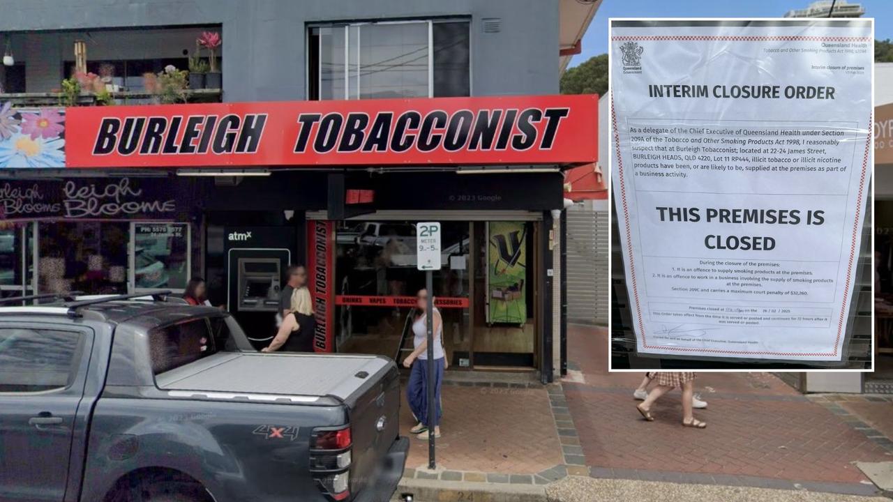 An “interim closure” sign was posted to the front door of the Burleigh Tobacconist premises in James St at Burleigh Heads this week.