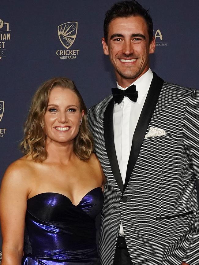 Alyssa Healy and Mitchell Starc. Picture: AAP Image/Scott Barbour