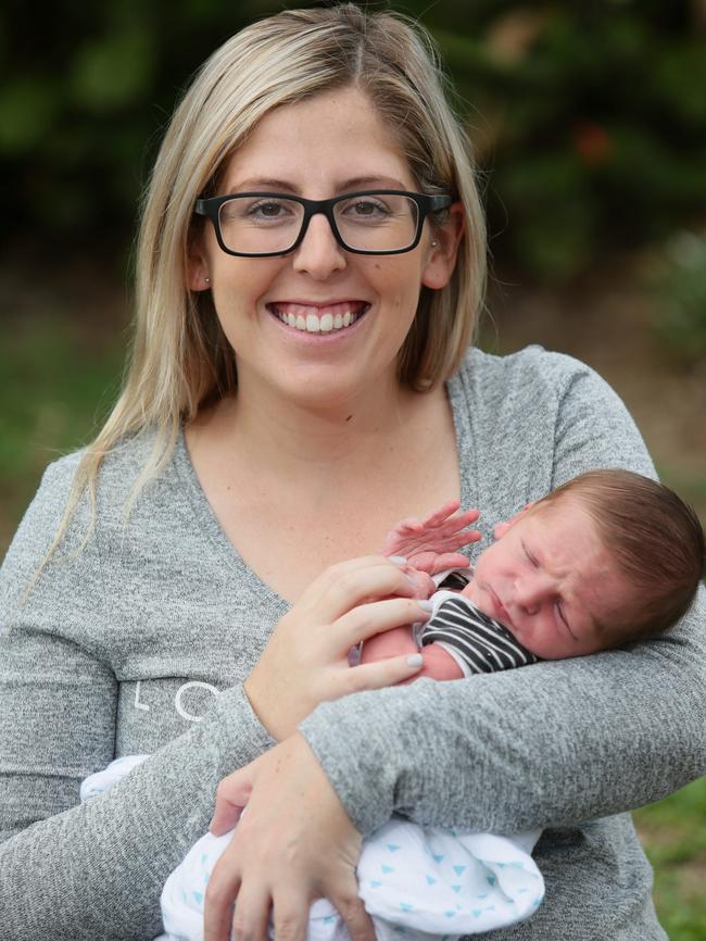 Casey Bertucci with baby Toby Harrison Stafford, who was born at Fairfield Hospital in late December. Picture: Ian Svegovic