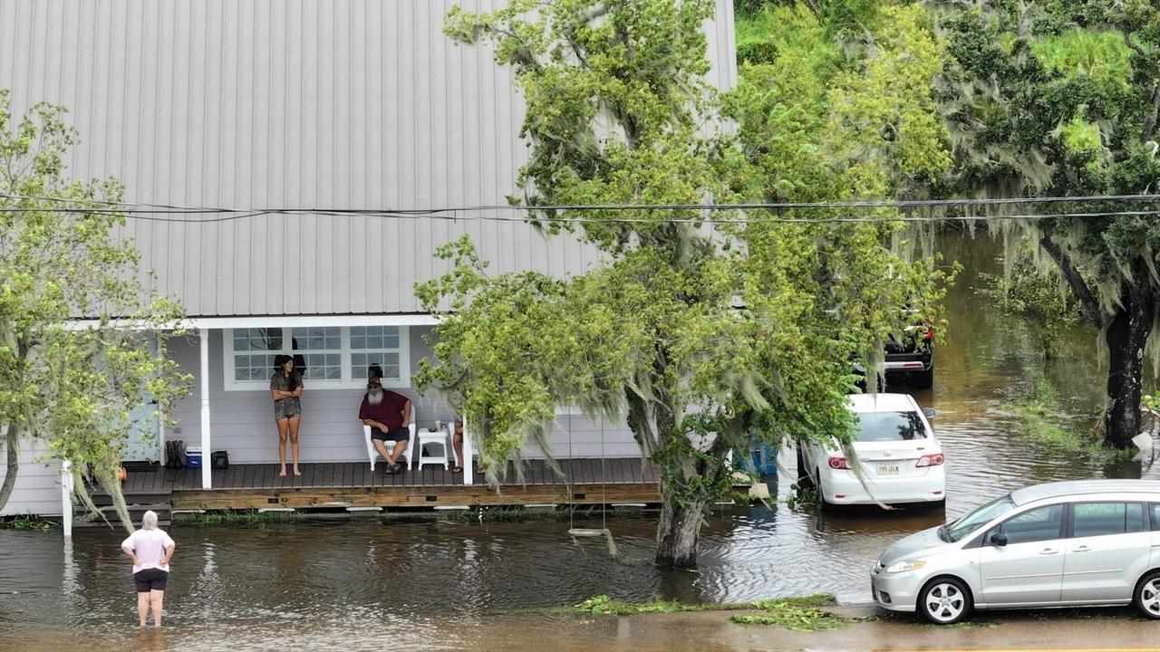 There was some flooding going on outside the house. Picture: Backgrid