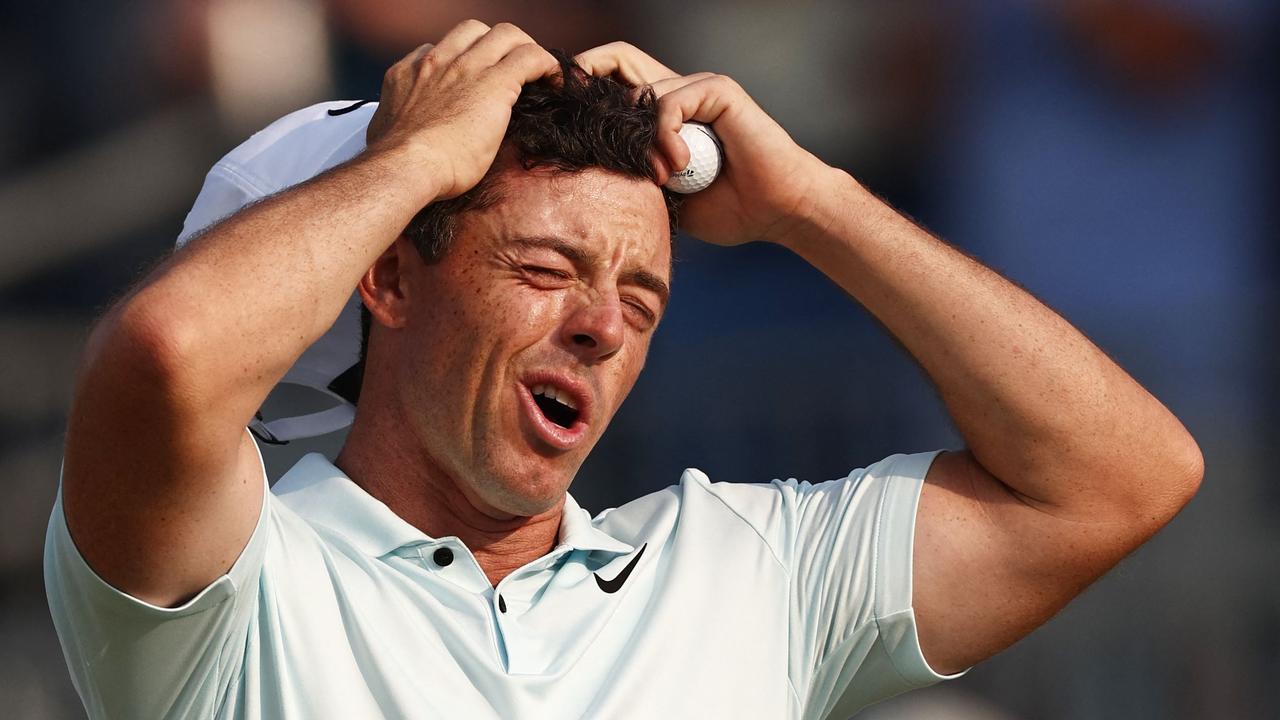Rory McIlroy couldn’t believe he missed that putt. Photo: Jared C. Tilton/Getty Images/AFP.