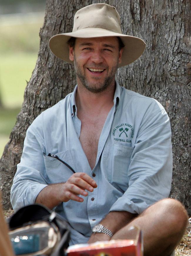 Actor Russell Crowe as a younger man at Coramba near Coffs Harbour.