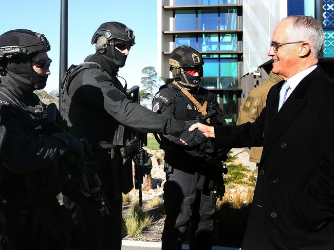 Prime Minister Malcolm Turnbull outline the need to crackdown on terrorists in ‘ungoverned digital spaces. Picture: Kym Smith.