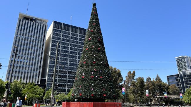 How the Christmas tree looks during the day in Victoria Square. Picture: Supplied