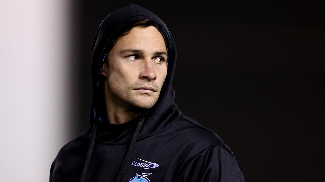 SYDNEY, AUSTRALIA - MAY 25: Nicholas Hynes of the Sharks looks on at full-time during the round 12 NRL match between Cronulla Sharks and Penrith Panthers at PointsBet Stadium, on May 25, 2024, in Sydney, Australia. (Photo by Brendon Thorne/Getty Images)