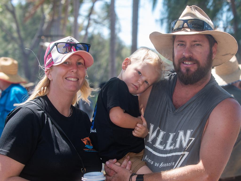Susan Koehler, Caleb Koehler and Jeremy Koehler at Motorcycle Beach Races at Grasstree Beach Sunday 27 August 2023 Picture: Michaela Harlow