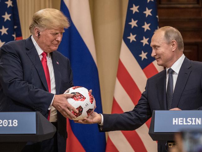 Democrats have often slammed Donald Trump’s chummy relationship with Vladimir Putin. Picture: Getty Images