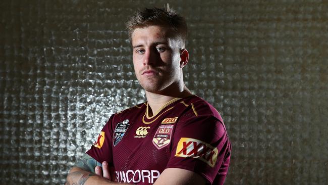 Picture on hold — Contact Courier Mail Picture Desk for use. Queensland State of Origin player Cameron Munster in his kit ready for game 3, Rydges Hotel, South Brisbane. Photographer: Liam Kidston.