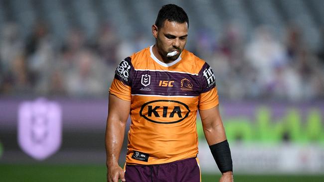 Ben Te’o’s return couldn’t help the Broncos hold off Manly. Picture: Dan Himbrechts/AAP