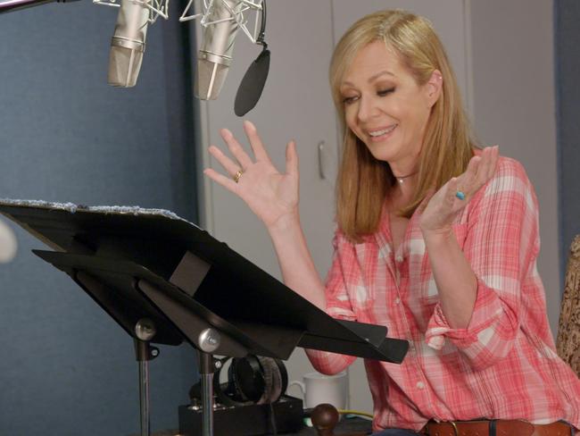 Allison Janney in the studio recording the voice of Margaux Needler in The Addams Family.