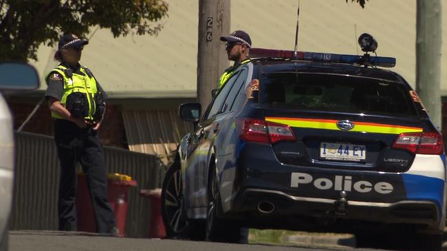 Police officers attending the scene. Picture: Channel 7 Tasmania