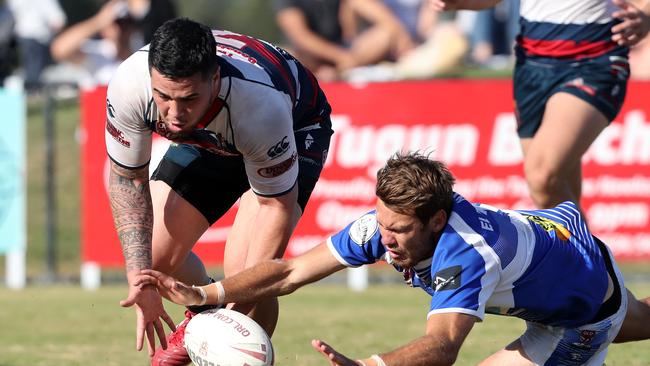 Corey Morris scoring a try. Photo by Richard Gosling