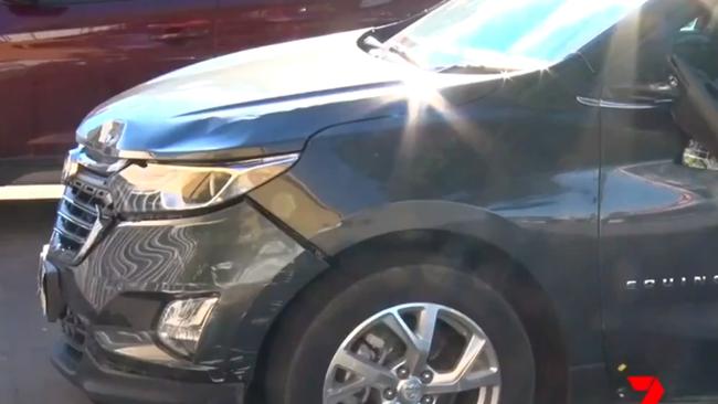 The front of the car alleged to be at the centre of the rampage. Picture: 7 News