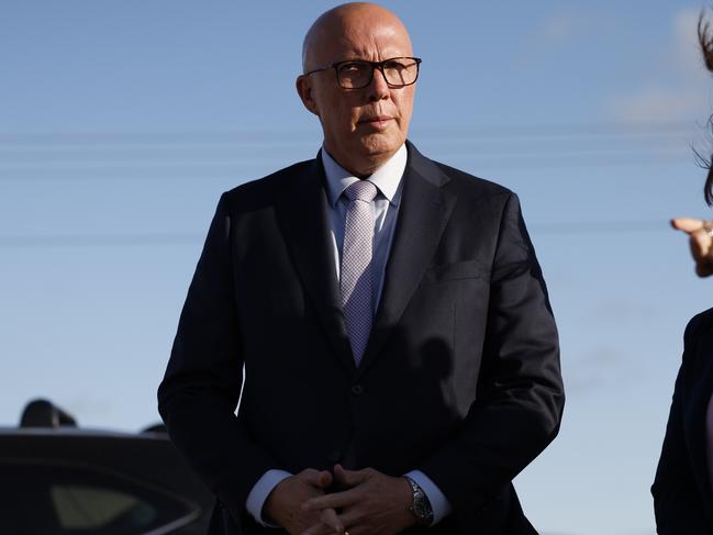 Opposition leader Peter Dutton in the Melbourne electorate of Gorton on Monday. Picture: Richard Dobson / NewsWire