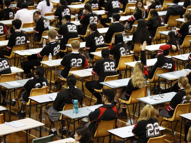 Cherrybrook Technology High School Year 12 students undetaking their first English exam. Picture: Jonathan Ng