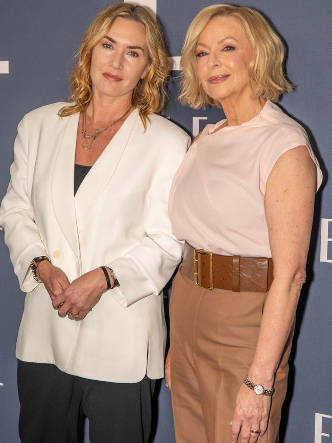 Hollywood actor Kate Winslet and journalist Liz Hayes at the opening night for Lee in Sydney. Picture Thomas Lisson