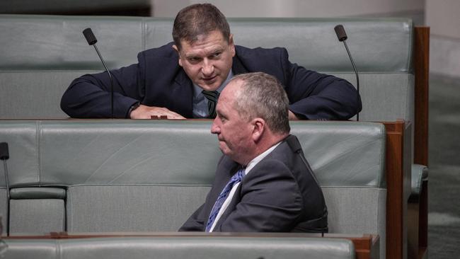 Barnaby Joyce with Queensland MP Llew O'Brien in the House of Representatives. Picture: Picture: Gary Ramage