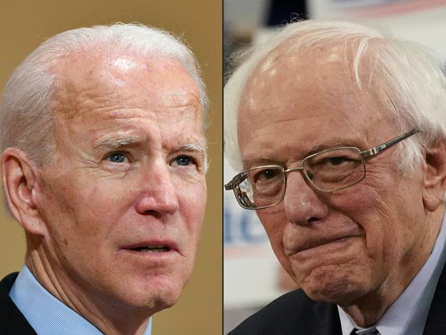 In the early stages of the 2020 Democratic primary, Joe Biden was 10 points behind Bernie Sanders. Pictures: AFP