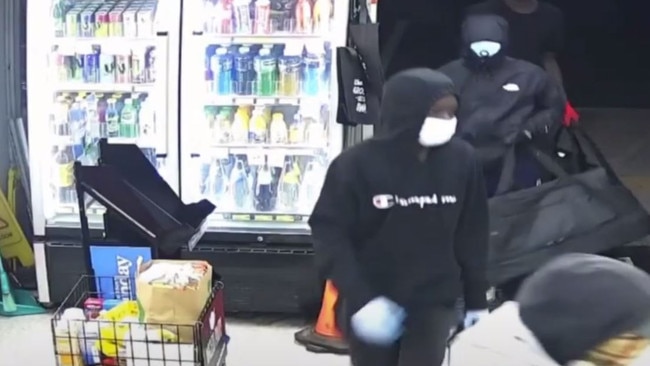 There is a growing trend of organised crime gangs swarming into stores to steal high-value items by the shelf load to then sell online. Picture: 7 News