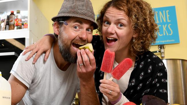 LOCAL HERO. Sunshine Ice Blocks at Bull Creek. Brendan Lineage with his wife Courtney Stephen making their all natural ice creams in their production kitchen on their Bull Creek property. Pic: Tricia Watkinson